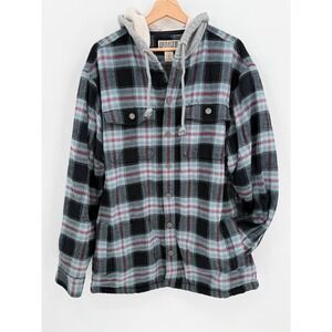 Duluth Trading Mens Plaid Hooded Lined Button Up Shacket Size Large Outdoors